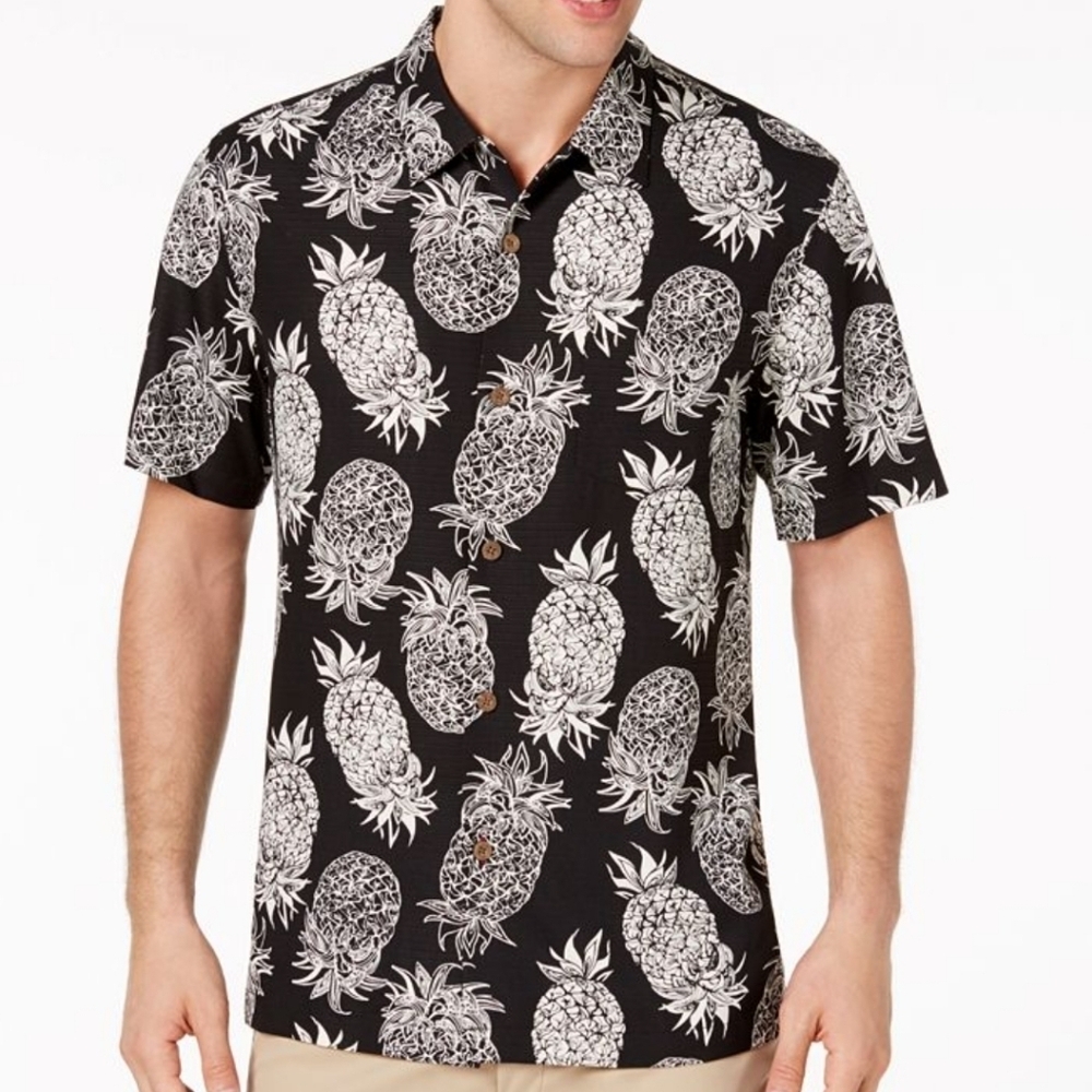 Tommy Bahama Black Shirt with White Pineapple Design